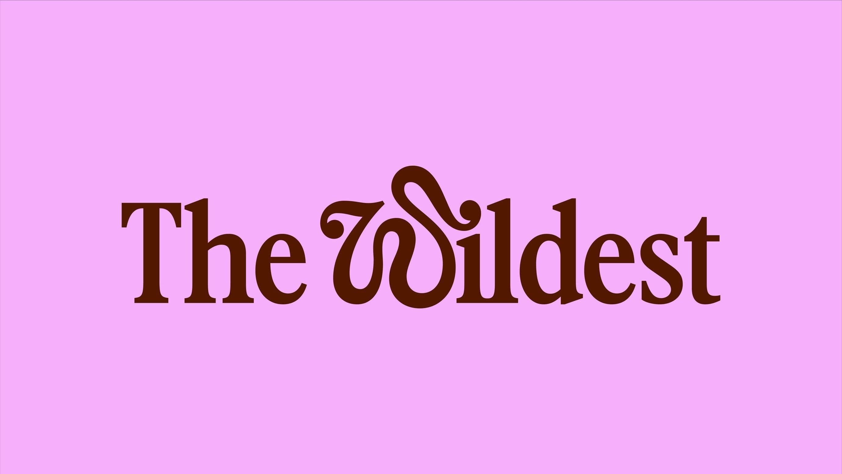 The Wildest custom serif wordmark with decorative swash W on lavender pink background